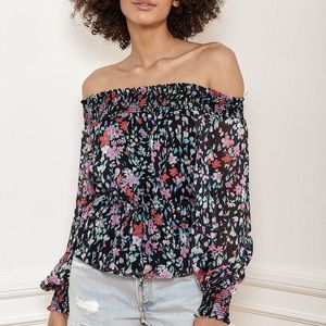 NWT LuLus VICI Off the Shoulder Peplum Floral Blouse